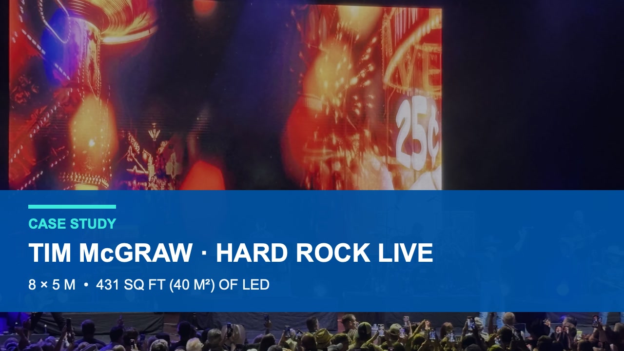 LED screen behind Tim McGraw and his band during the Hard Rock Live concert.
