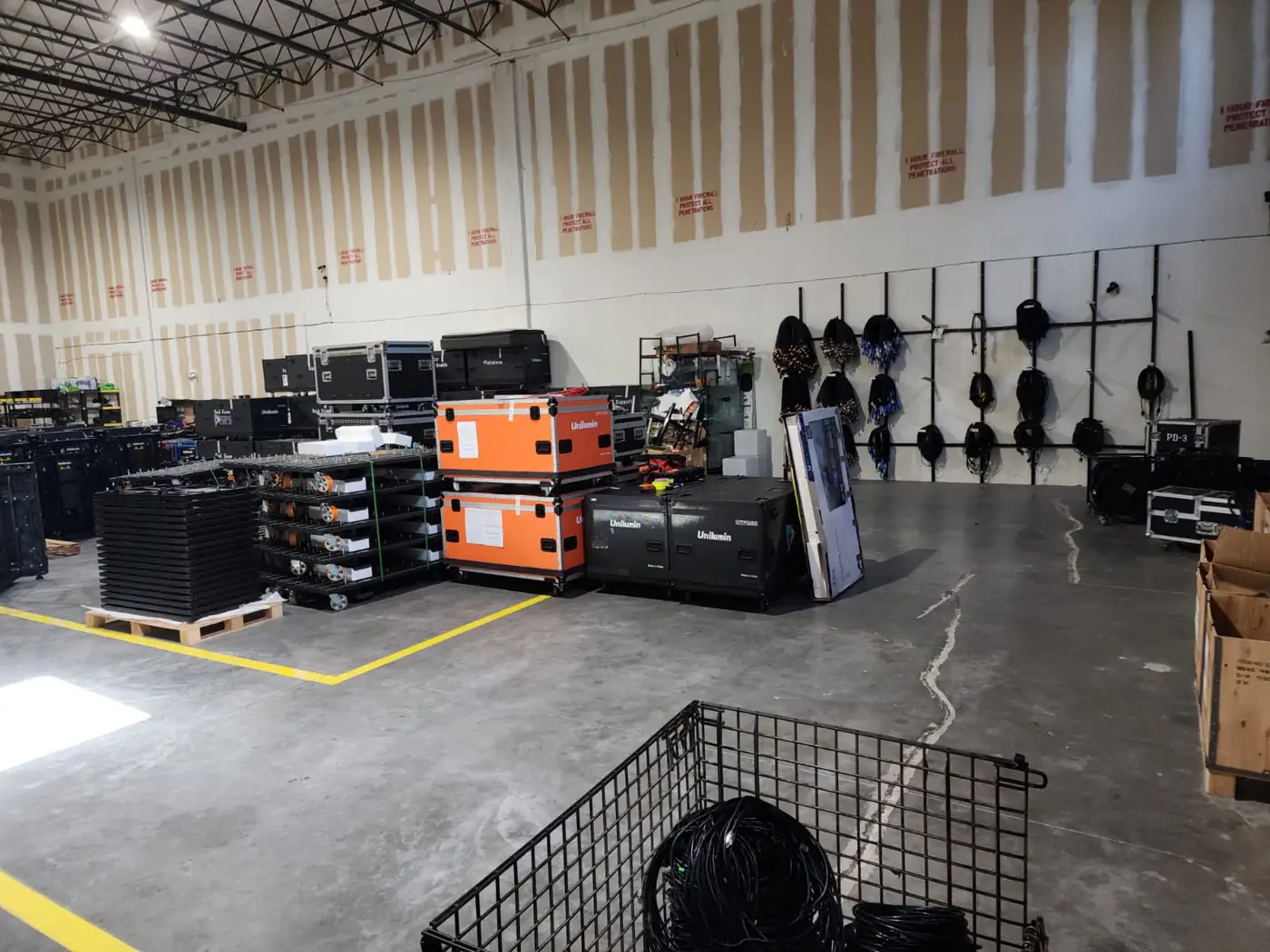 Wide view of the Orlando warehouse equipment area