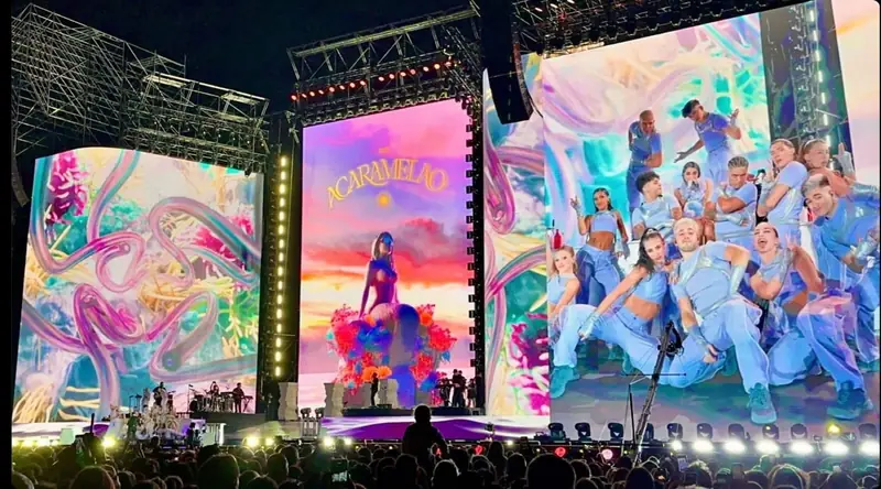 Large-format LED walls on a live concert stage