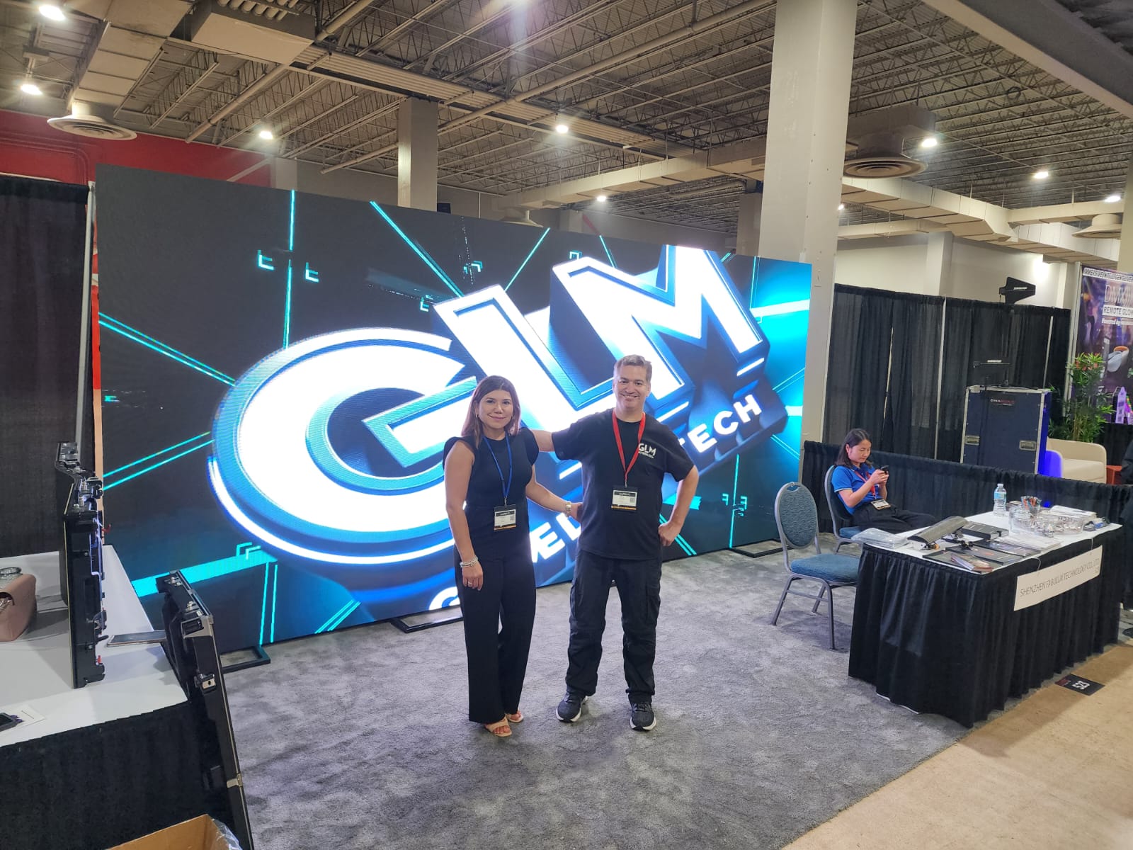 Pablo Belluscio at the GLMedia stand during LiveTEC Show 2024 in Miami